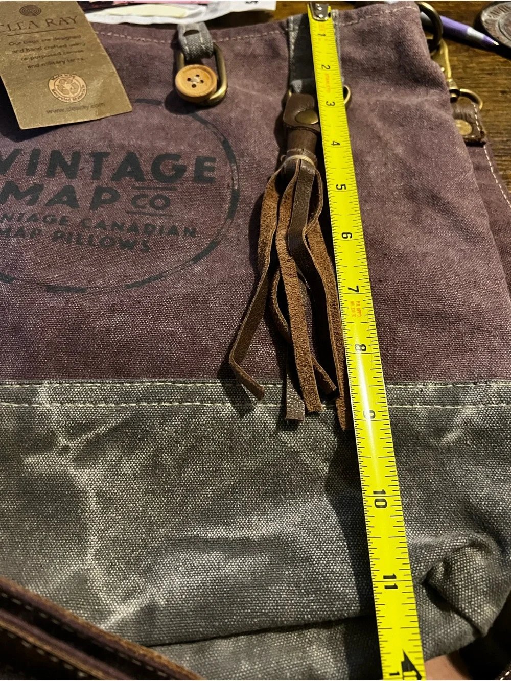 Clea Ray Vintage MAP Co. Two-Tone Rustic Canvas Crossbody Bag - Brown & Gray